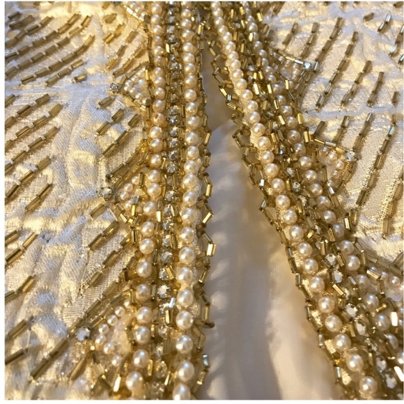 1950’s Hollywood Estate Hand Beaded Gold Bolero Vest Wedding Top w/Rhinestones,S - Picture 4 of 9